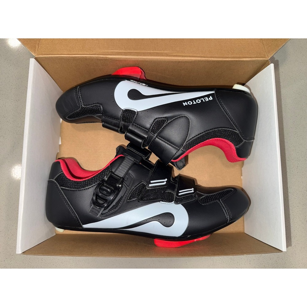 Peloton Cycling Shoes Black Red White Size 42 US Men 9 Women 11 PL-SH-B-42